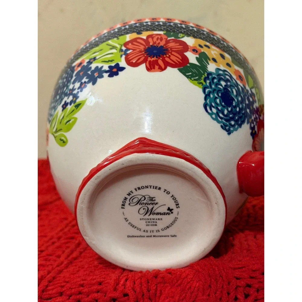 Pioneer Woman Breezy Blossom Soup Mugs with Lids Set of 2 Stoneware Floral 2012